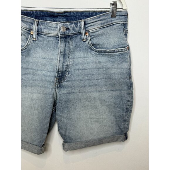 H and M Shorts Mens Denim Jean Short Slim Fit Sz 36 Jorts Cuff Stretch Light - Picture 3 of 15
